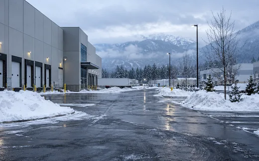 Cleared commercial parking lot after snowfall